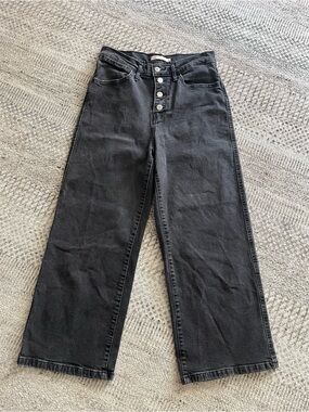 Levi's mile high Wide Leg cropped black washed hip jeans